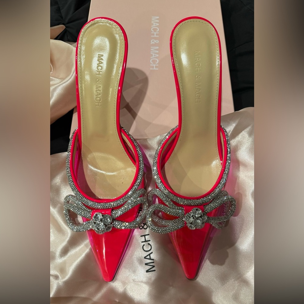 Mach & Mach pink pvc slides never worn size 40